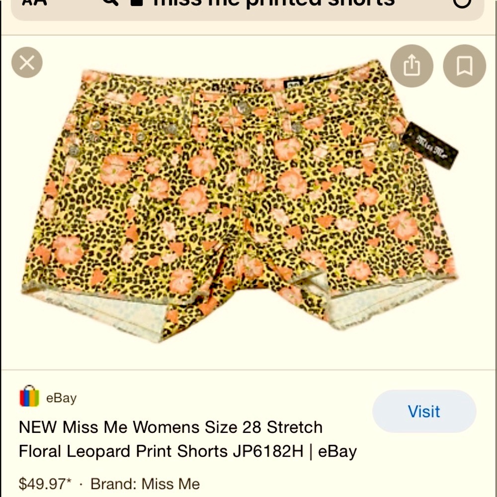 Miss me shorts size 25 cute pattern leopard